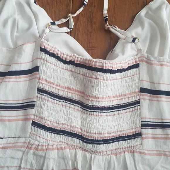 Guess Los Angeles Striped Tie Style Front Dress White/Navy/Pink Size XL - Picture 11 of 14